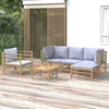 Image de Salon De Jardin 6 Pcs Avec Coussins Gris Clair Bambou