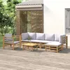 Image de Salon De Jardin 7 Pcs Avec Coussins Gris Clair Bambou