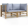 Image de Vidaxl CanapÃ©s D'angle De Jardin Avec Coussins Gris Clair 2 Pcs Bambou