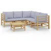 Image de Salon De Jardin 6 Pcs Avec Coussins Gris Clair Bambou