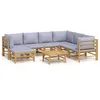 Image de Salon De Jardin 8 Pcs Avec Coussins Gris Clair Bambou