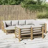 Image de Vidaxl Salon De Jardin 10 Pcs Avec Coussins Gris Clair Bambou
