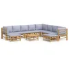 Image de Salon De Jardin 11 Pcs Avec Coussins Gris Clair Bambou