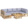 Image de Salon De Jardin 7 Pcs Avec Coussins Gris Clair Bambou