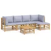 Image de Salon De Jardin 6 Pcs Avec Coussins Gris Clair Bambou