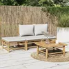 Image de Vidaxl Salon De Jardin 4 Pcs Avec Coussins Gris Clair Bambou