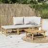 Image de Vidaxl Salon De Jardin 3 Pcs Avec Coussins Gris Clair Bambou