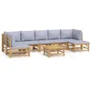 Image de Salon De Jardin 8 Pcs Avec Coussins Gris Clair Bambou