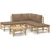 Image de Salon De Jardin 6 Pcs Avec Coussins Taupe Bambou