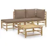 Image de Salon De Jardin 4 Pcs Avec Coussins Taupe Bambou