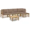 Image de Salon De Jardin 6 Pcs Avec Coussins Taupe Bambou