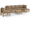 Image de Salon De Jardin 7 Pcs Avec Coussins Taupe Bambou