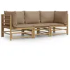 Image de Salon De Jardin 3 Pcs Avec Coussins Taupe Bambou