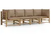 Image de Salon De Jardin 4 Pcs Avec Coussins Taupe Bambou