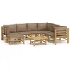 Image de Salon De Jardin 8 Pcs Avec Coussins Taupe Bambou