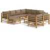 Image de Salon De Jardin 10 Pcs Avec Coussins Taupe Bambou