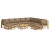 Image de Salon De Jardin 11 Pcs Avec Coussins Taupe Bambou