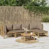 Image de Vidaxl Salon De Jardin 6 Pcs Avec Coussins Taupe Bambou