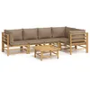 Image de Salon De Jardin 6 Pcs Avec Coussins Taupe Bambou