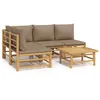 Image de Salon De Jardin 5 Pcs Avec Coussins Taupe Bambou