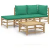 Image de Salon De Jardin 4 Pcs Avec Coussins Vert Bambou