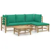 Image de Salon De Jardin 5 Pcs Avec Coussins Vert Bambou