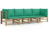 Image de Salon De Jardin 4 Pcs Avec Coussins Vert Bambou