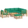 Image de Salon De Jardin 8 Pcs Avec Coussins Vert Bambou