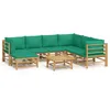 Image de Salon De Jardin 8 Pcs Avec Coussins Vert Bambou