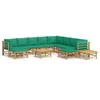 Image de Salon De Jardin 12 Pcs Avec Coussins Vert Bambou