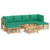 Image de Salon De Jardin 7 Pcs Avec Coussins Vert Bambou