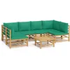Image de Salon De Jardin 7 Pcs Avec Coussins Vert Bambou