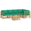 Image de Salon De Jardin 6 Pcs Avec Coussins Vert Bambou