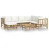 Image de Salon De Jardin 8 Pcs Avec Coussins Blanc CrÃ¨me Bambou