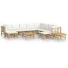 Image de Salon De Jardin 12 Pcs Avec Coussins Blanc CrÃ¨me Bambou