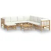 Image de Salon De Jardin 9 Pcs Avec Coussins Blanc CrÃ¨me Bambou