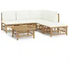 Image de Salon De Jardin 6 Pcs Avec Coussins Blanc CrÃ¨me Bambou