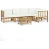 Image de Salon De Jardin 6 Pcs Avec Coussins Blanc CrÃ¨me Bambou