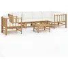 Image de Salon De Jardin 7 Pcs Avec Coussins Blanc CrÃ¨me Bambou