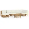 Image de Salon De Jardin 8 Pcs Avec Coussins Blanc CrÃ¨me Bambou