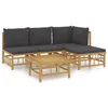 Image de Salon De Jardin 5 Pcs Avec Coussins Gris FoncÃ© Bambou
