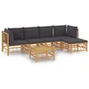 Image de Salon De Jardin 6 Pcs Avec Coussins Gris FoncÃ© Bambou