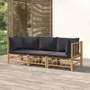 Image de Vidaxl Salon De Jardin 3 Pcs Avec Coussins Gris FoncÃ© Bambou
