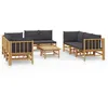 Image de Salon De Jardin 9 Pcs Avec Coussins Gris FoncÃ© Bambou
