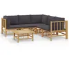 Image de Salon De Jardin 6 Pcs Avec Coussins Gris FoncÃ© Bambou