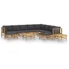 Image de Salon De Jardin 12 Pcs Avec Coussins Gris FoncÃ© Bambou