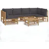 Image de Salon De Jardin 7 Pcs Avec Coussins Gris FoncÃ© Bambou