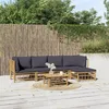 Image de Vidaxl Salon De Jardin 6 Pcs Avec Coussins Gris FoncÃ© Bambou