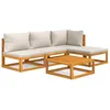 Image de Vidaxl Salon De Jardin 5 Pcs Avec Coussins Gris Clair Bois Massif