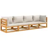 Image de Vidaxl Salon De Jardin 4 Pcs Avec Coussins Gris Clair Bois Massif